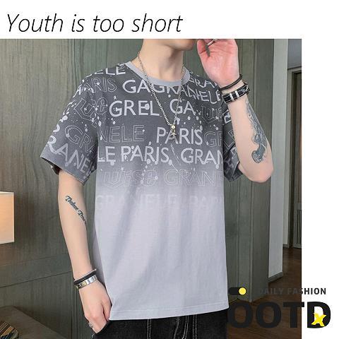SUNDAY2020 มาแรง เสื้อแฟชั่นผชคอกลมแขนสั้นกรีนลายอักษร 3 สี ผ้าคุณผู้ชายแนวสตรีทแต่งตัวง่ายเข้ากับทุกไลฟ์สไตล์