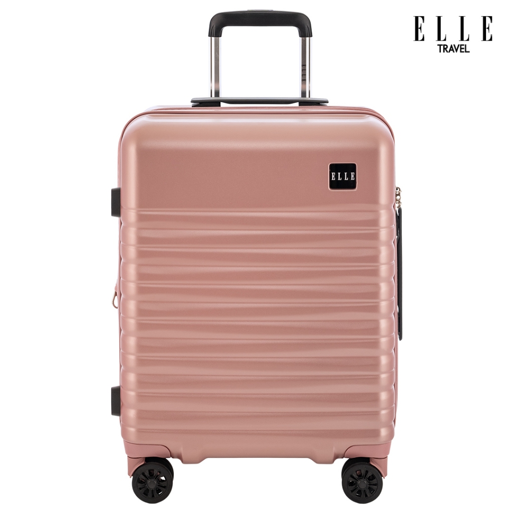 ELLE Travel Bedivere Collection. 100% Polycarbonate, 20" Cabin Luggage, Aluminum Trolley, 8 wheel Spinner, Secure Zipper