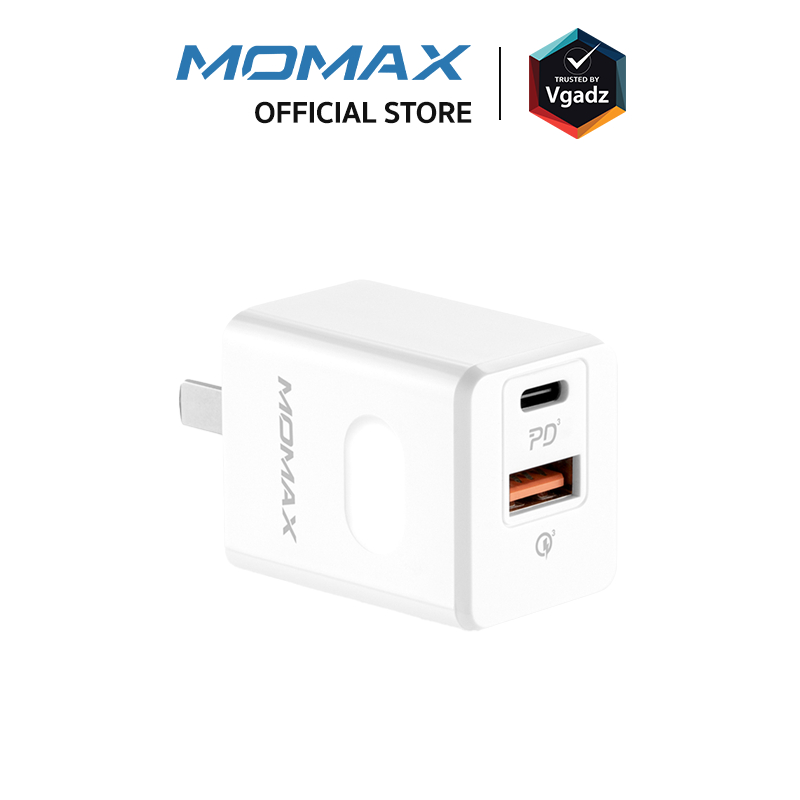 Momax หัวชาร์จ รุ่น ONE Plug อแดปเตอร์ 2 พอร์ต Type-C + USB Fast Charge 20W