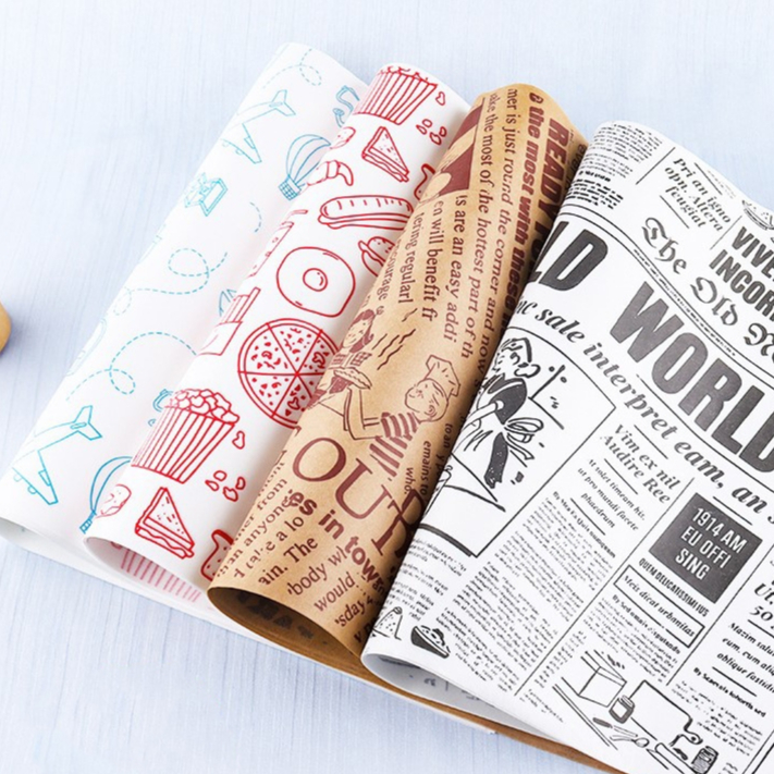กระดาษไขรองอาหาร (Greaseproof paper) เคลือบกันน้ำ-น้ำมัน ขนาด 28x38 ซม. แบบแพ็ค 50/200 ชิ้น