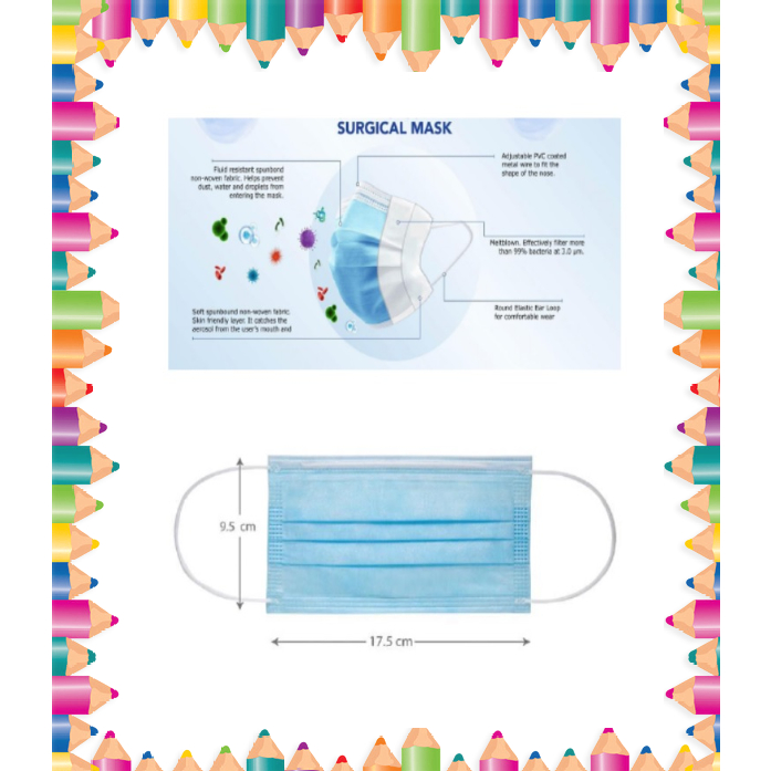 Surgical Mask หน้ากากอนามัยเกรดห้องผ่าตัด กรองฝุ่นPM2.5และเชื้อโรค หนา3ชั้น สีเขียว (50ชิ้น/กล่อง)