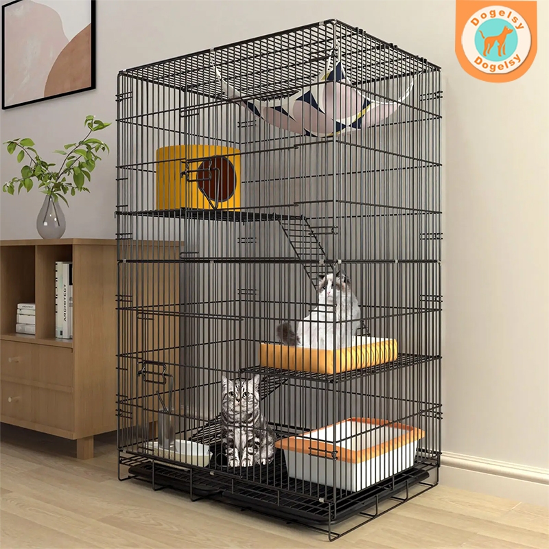 【สินค้าเฉพาะจุด】กรงแมวขนาดใหญ่ กรงสัตว์เลี้ยง 60x42x100cm 3ชั้น ให้สัตว์เลี้ยงของคุณมีบ้านที่สะดวกสบาย คอกแมวพับได้