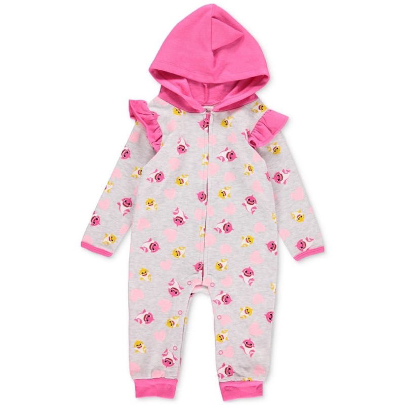 Baby shark ชุดนอนฮูตชมพู