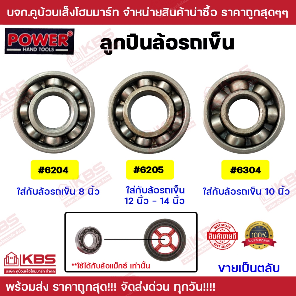 ลูกปืนรถเข็น POWER ลูกปืนล้อรถเข็น #6204 #6205 #6304 ไม่มีฝาทั้ง 2 ข้าง ตลับลูกปืน** ใช้ได้กับล้อแม็กซ์** พร้อมส่ง!!!!