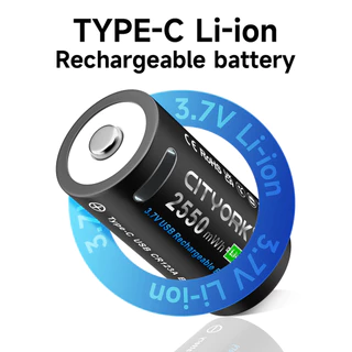 PALO 16340/16350 แบตเตอรี่ CR123A แบตเตอรี่ Li-Ion USB Type-C ชาร์จแบบชาร์จไฟได้แบตเตอรี่