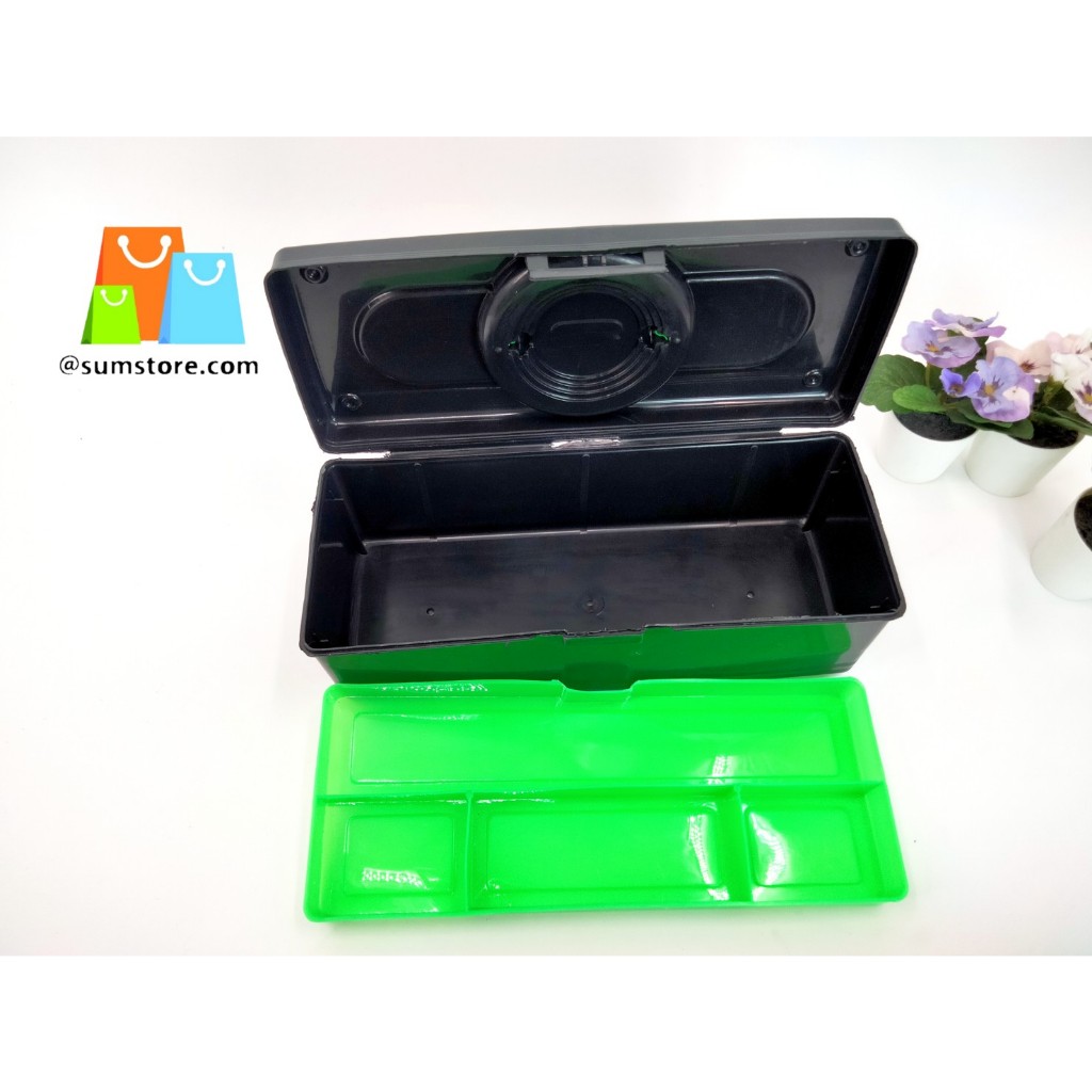 กล่องเครื่องมือ2ชั้น สีดำ (กxยxส) 12x30x10 CM. คละสี - รูปที่ 4