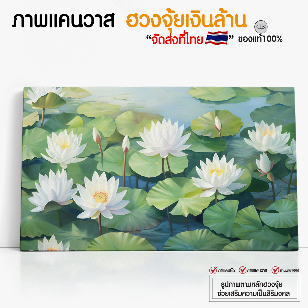 รูปดอกบัว ตกแต่งบ้าน รูปดอกบัว รูปแคนวาส กรอบรูปแต่งบ้าน พร้อมแขวนได้ทันที (🇹🇭พร้อมส่ง🇹🇭)