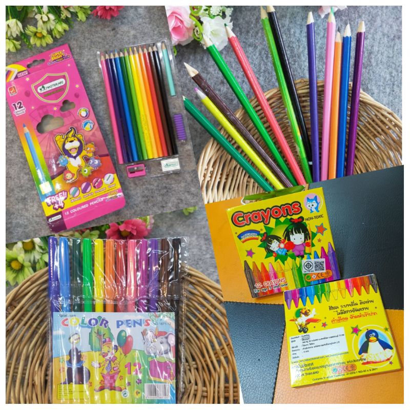 12สี>>สีเทียน Crayon >>สีไม้ colored pencils>>Master Art