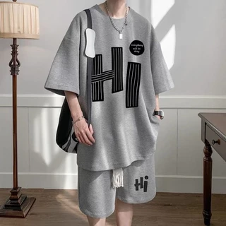 ⚡️ พร้อมส่ง⚡️ (เสื้อ + กางเกงขาสั้น)​ผู้ชาย สไตค์ เกาหลี สวมใส่สบาย