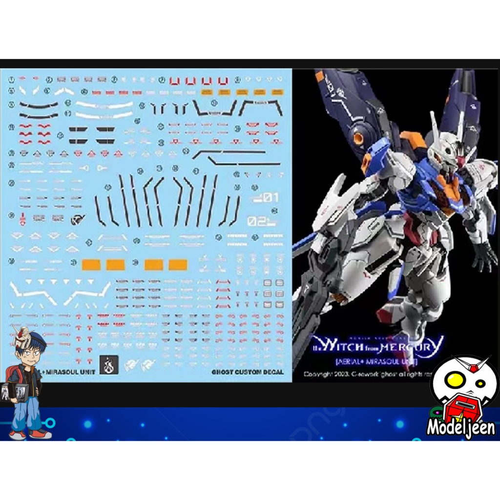 (Ghost Decal) Water Decal 134 HG1/144 Gundam Aerial & mirasoul flight unit