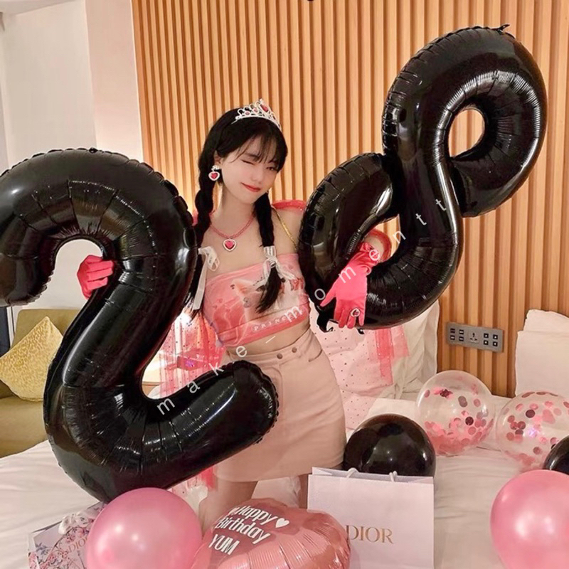 (ร้านไทย 🇹🇭 ส่งไว) ลูกโป่งวันเกิด ไซส์ 32 นิ้ว,  40 นิ้ว ลูกโป่งตัวเลขสีดำ