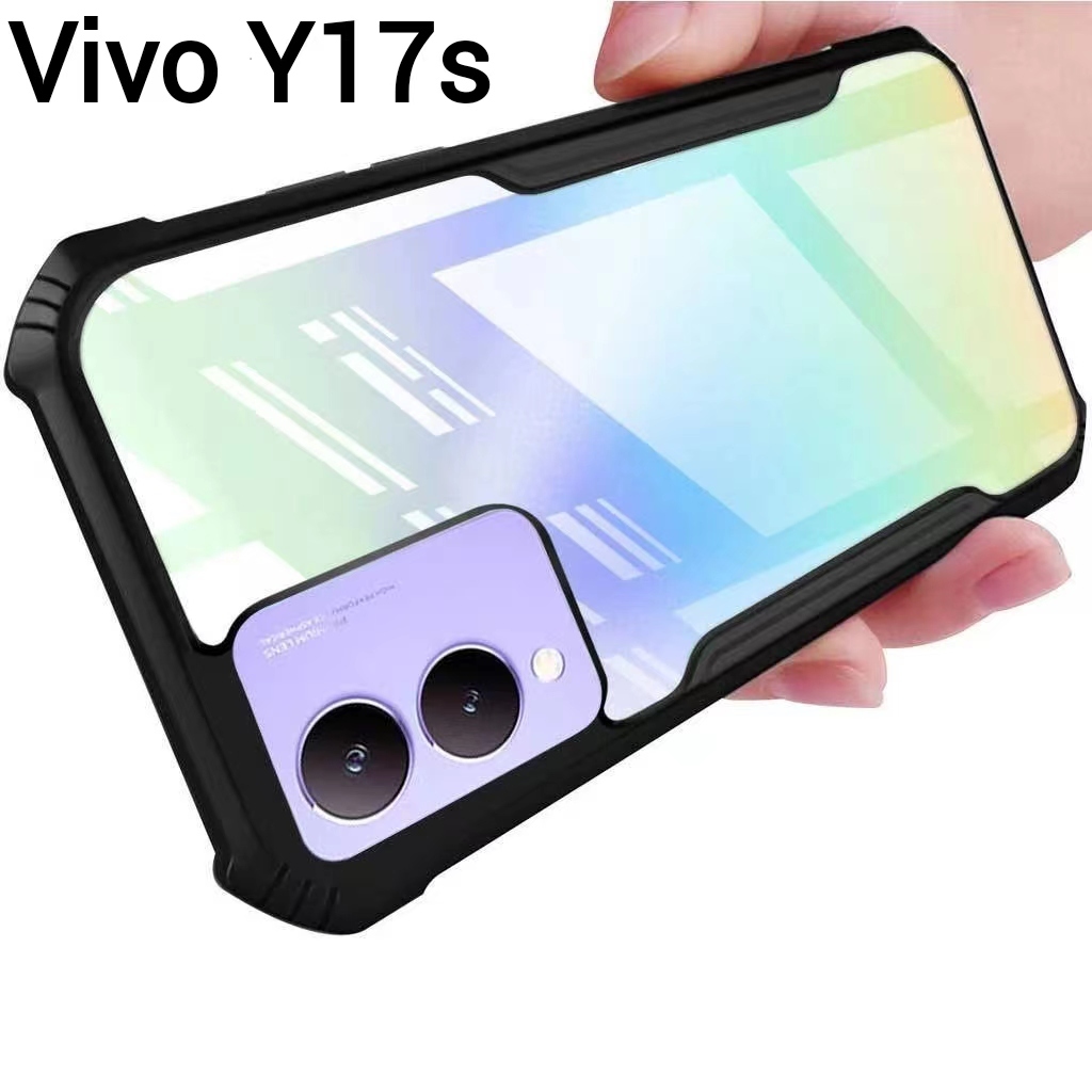 Vivo V29E 5G/Y17s/V29 5G/Y27 5G/Y27 4G/Y36เคสกันกระแทกขอบสีหลังใสY02T/Y02A/V27 5G/V27Pro 5G/Y02/V25 