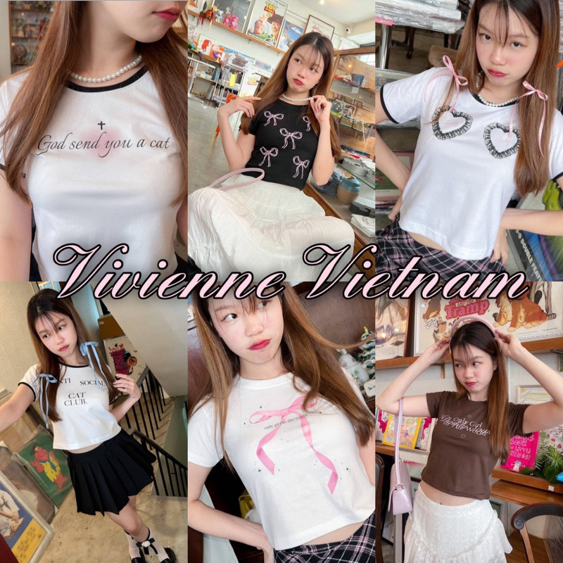 ใหม่! เสื้อ baby tee ลายโบว์สุดฮิต🎀✨ น่ารักมากก