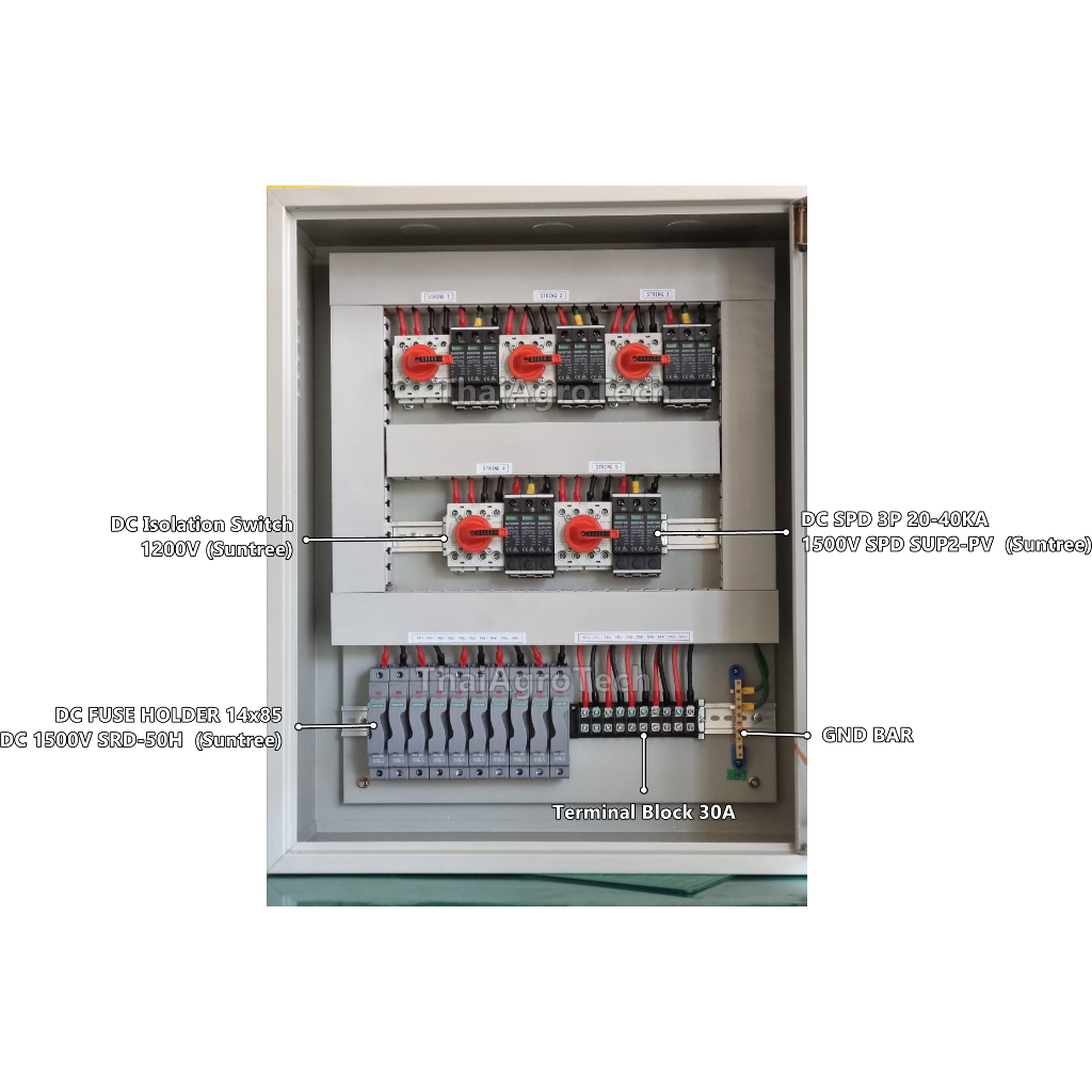 ตู้คอมบายเนอร์ DC Combiner Box 40kW-100kW DC 5string HV 1200Vdc ดีซีแรงดันสูง 5 สตริง สำหรับระบบโซล่าเซลล์