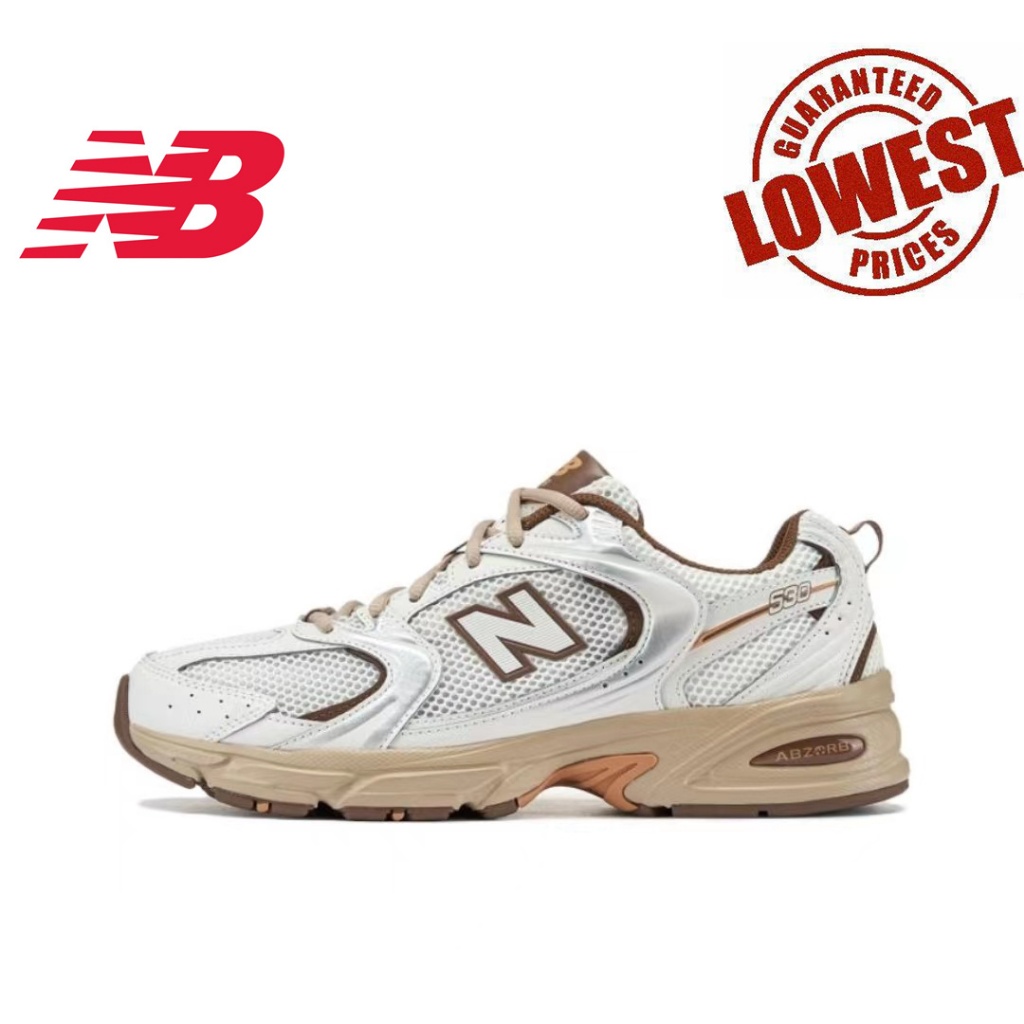 Niko andx New Balance NB 530 shock-absorbing and anti-skid low top running shoes for men and women Same white brown colo