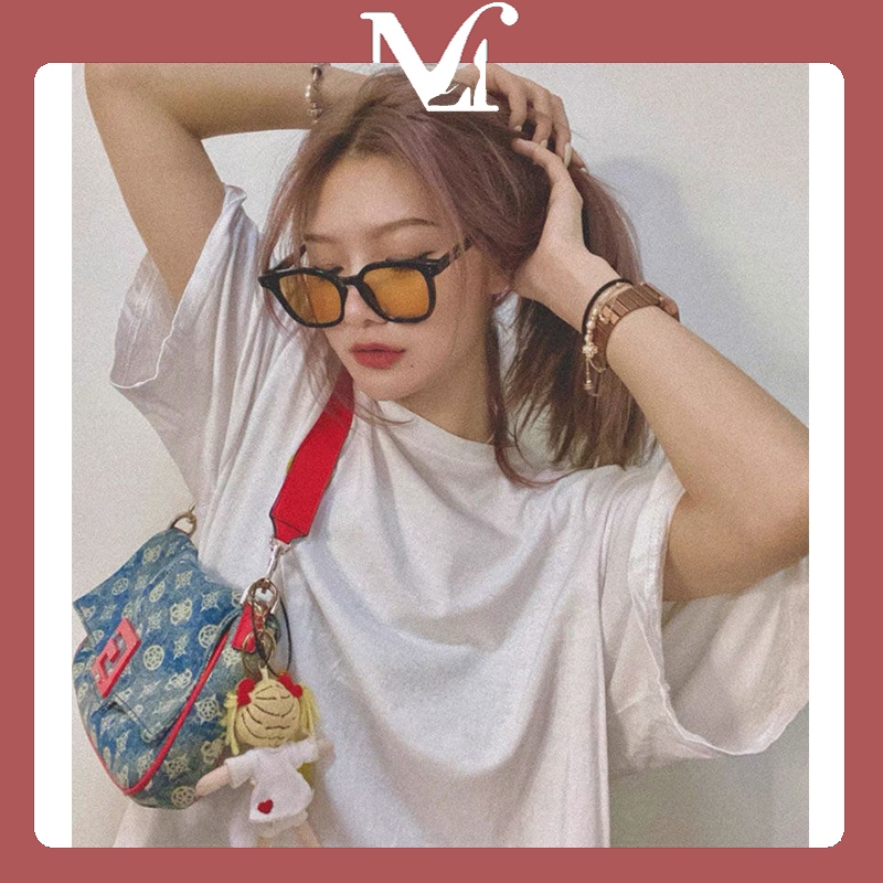 แว่นกันแดด MOYENNE แว่นกันแดดเลนส์หลากสีกรอบสีดำ บุคลิกภาพแฟชั่น ป้องกันรังสียูวี