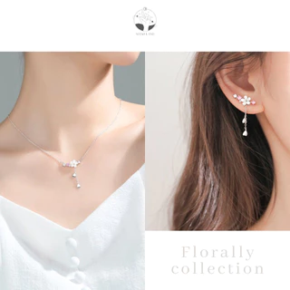 MNL💗Florally จี้ดอกไม้ สีชมพูขาว ยกมาทั้งสวน สร้อยคอแฟชั่นเงินแท้ เครื่องประดับผู้หญิง สไตล์เกาหลีมินิมอล น่ารัก ของขวัญ