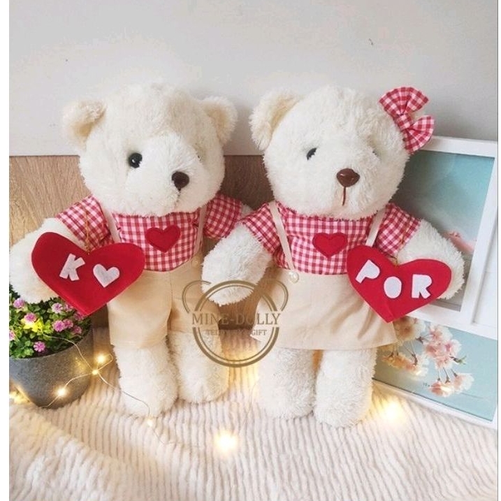 ตุ๊กตาหมีคู่รัก ติดชื่อฟรี ขนาด 12นิ้ว ของขวัญวาเลนไทน์ ของขวัญวันเกิด ของขวัญวันครบรอบ พร้อมส่ง