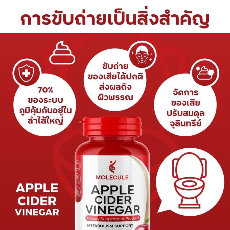 ราคาในไลฟ์ 80 1 แถม1 Apple Cider Vinegar โมเลกุล แอปเปิ้ลไชเดอร์ วีเนก้าร์ แบบเม็ด Molecule