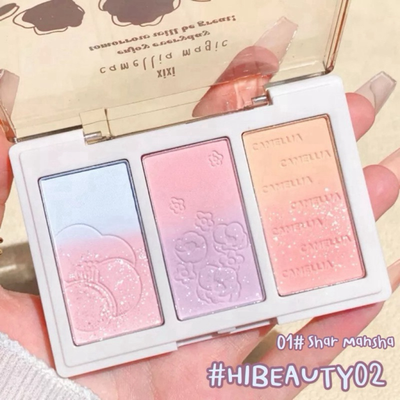 “พร้อมส่ง” XIXI CAMELLIA MAGIC บลัชออนปัดแก้ม คอนทัวร์ กลิตเตอร์ ชิมเมอร์ ไล่โทนสีธรรมชาติ #HIBEAUTY