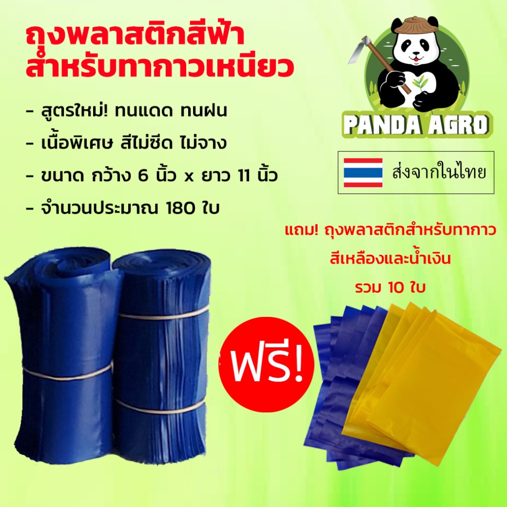 ถุงพลาสติกสีน้ำเงินฟ้า สำหรับทากาวเหนียวดักแมลง *** ฟรี! ถุงพลาสติกสีเหลือง 5 ใบ สีน้ำเงินฟ้า 5 ใบ ***