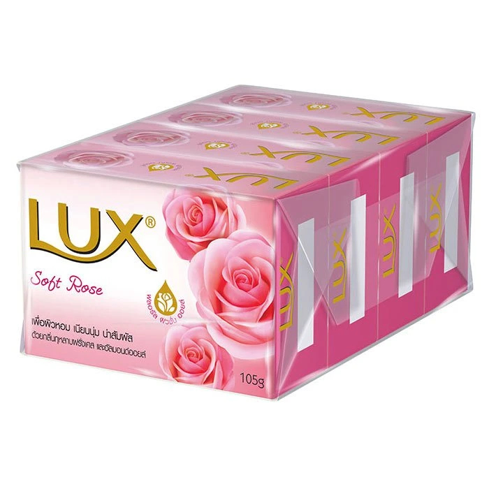 (จัดชุด 2 แพ็ค) ลักส์ สบู่ก้อน ซอฟท์โรส สีชมพู 105 กรัม แพ็ค 4
