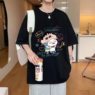 เสื้อยืดแขนสั้นคอกลม เสื้อคู่รัก สกรีนลายน่ารัก ชายหญิง ES60 ชินจัง