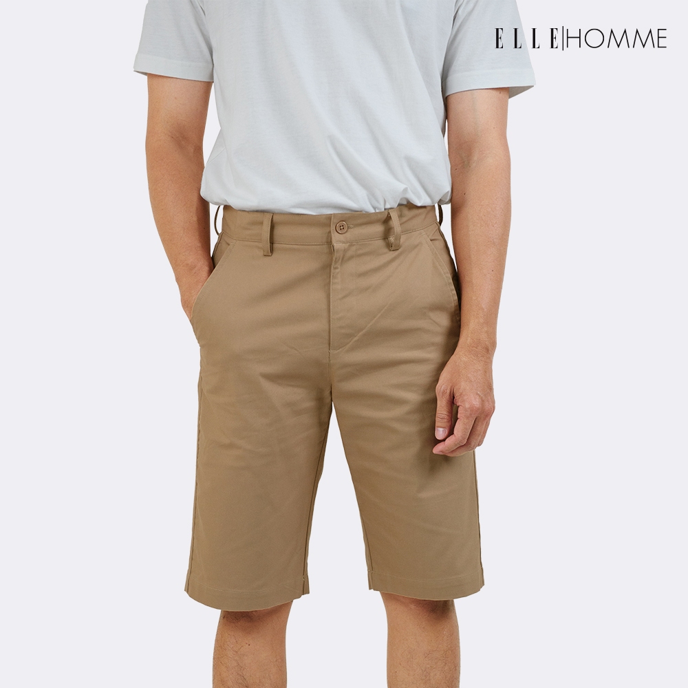 ELLE HOMME | กางเกงขาสามส่วน กระเป๋าลึก ระบายอากาศได้ดี มียางยืดปรับขนาดเอวได้ สีน้ำตาล | W8L272