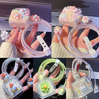 ชุดถนอมสายชาร์สำหรับ ไอโฟน ชุดเเต่งสาย สำหรับ สายชาร์จ 20วัต เคสหัวชาร์จ Adapter 20w กันสายหัก ลายการ์ตูน 35W
