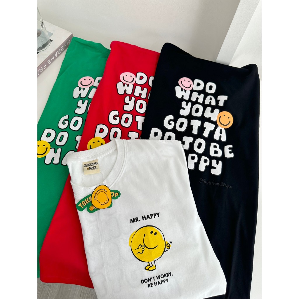 พร้อมส่ง เสื้อ Oversize ป้าย Take all shop ลาย Mr. Happy