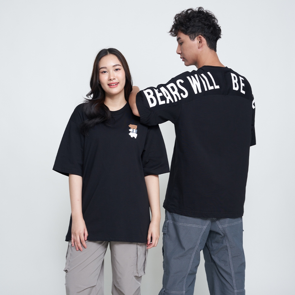 DOSH OVERSIZED T-SHIRTS WE BARE BEARS เสื้อยืดโอเวอร์ไซส์ DBBMT5042-BL