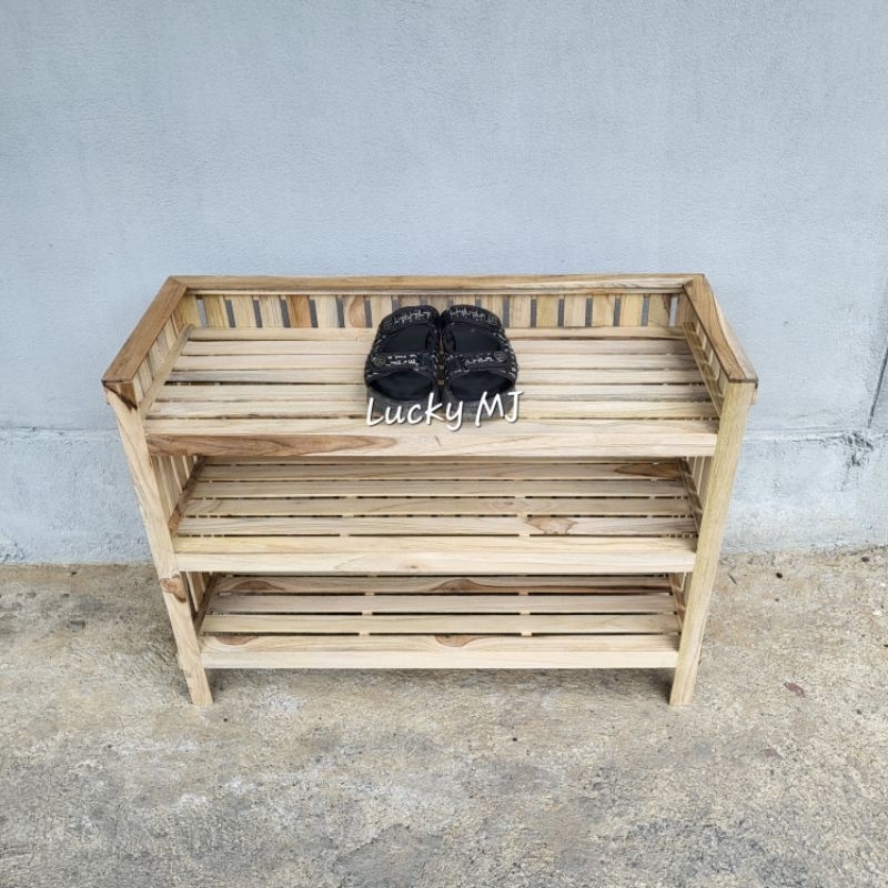 ชั้นวางรองเท้า 3ชั้น เนื้อไม้สัก30*60*80cm,30*60*90cm