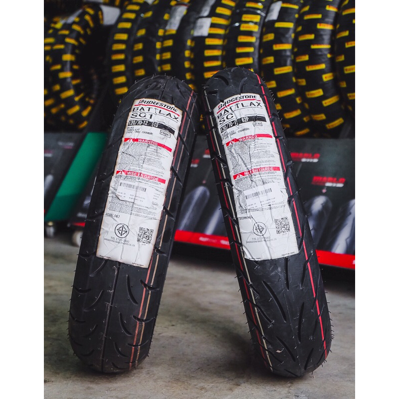 (ยางปี 26) ยาง BRIDGESTONE BATTLAX SC ใส่ VESPA GTS125-300 / LAM X300 / MSX ไซส์เดิมคู่ละ 4,090฿
