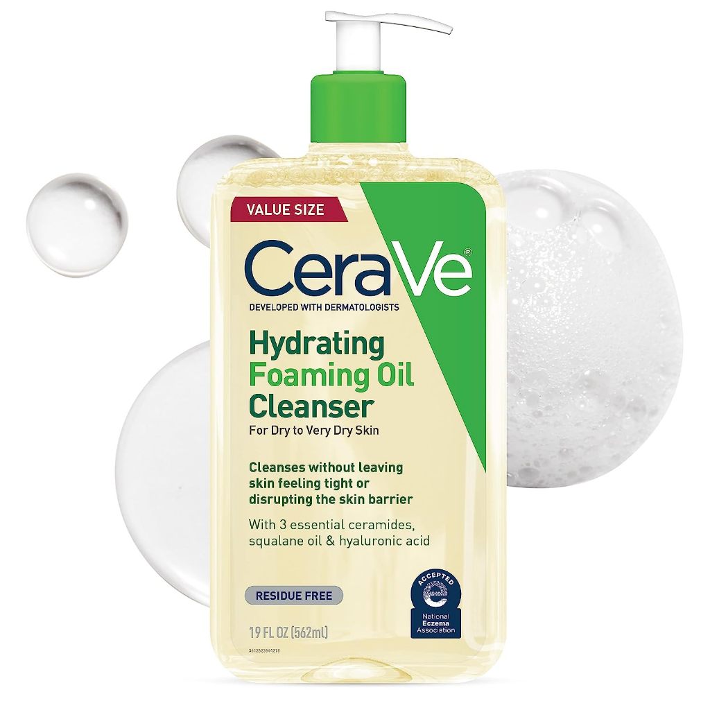 [ของแท้ จากเมกา] CERAVE HYDRATING FOAMING TO OIL CLEANSER FOR DRY TO VERY DRY SKIN WITH 3 CERAMIDES HYALURONIC ACID