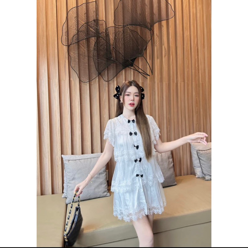 เดรสสั้นลูกไม้ฟรุ้งฟริ้งงานป้ายNT princessงานใหม่