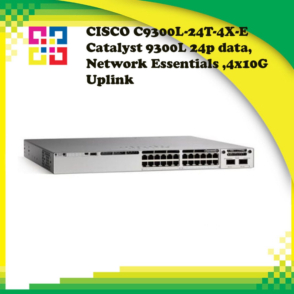 CISCO C9300L-24T-4X-E Catalyst 9300L 24p data, Network Essentials ,4x10G Uplink