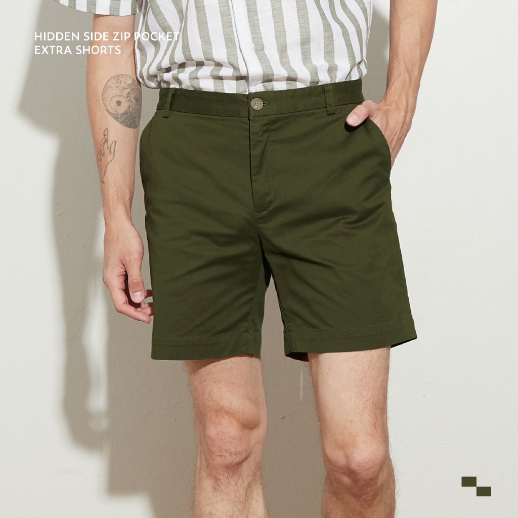 TWENTYSECOND กางเกงขาสั้น รุ่น Mel Chino Shorts - เขียว / Olive (Extra Shorts)