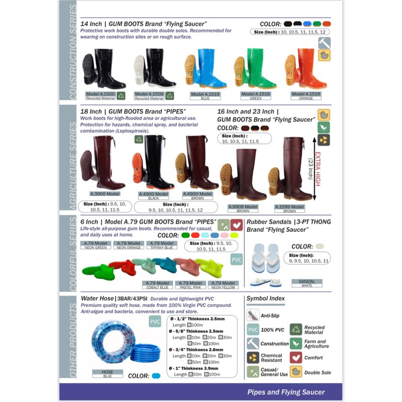 รองเท้าบูทกันน้ำสีดำรุ่นA1509ความสูง14นิ้วพื้นยางดิบสีขาวตราจานบินทนทานคุณภาพดีเหมาะกับเกษตรกรงานสวนลุยน้ำพ่นยางานทั่วไป