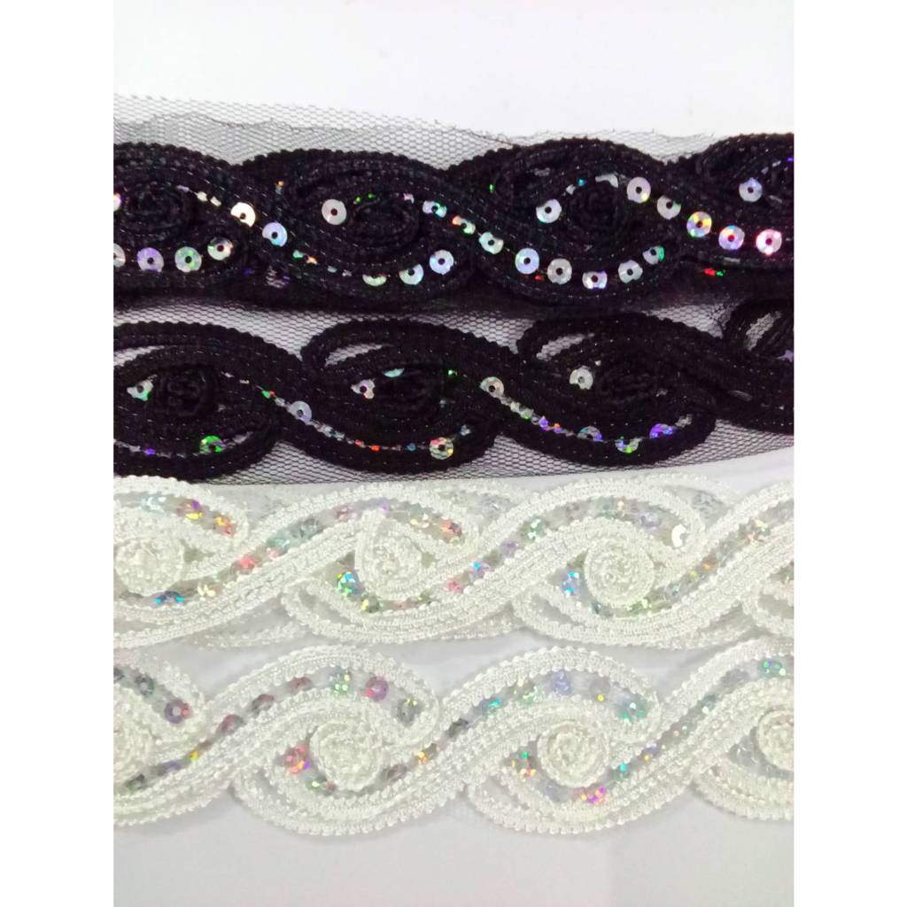 [047] ลูกไม้ ลูกไม้เลื่อมเงิน หน้ากว้าง 3 เซนติเมตร 💕