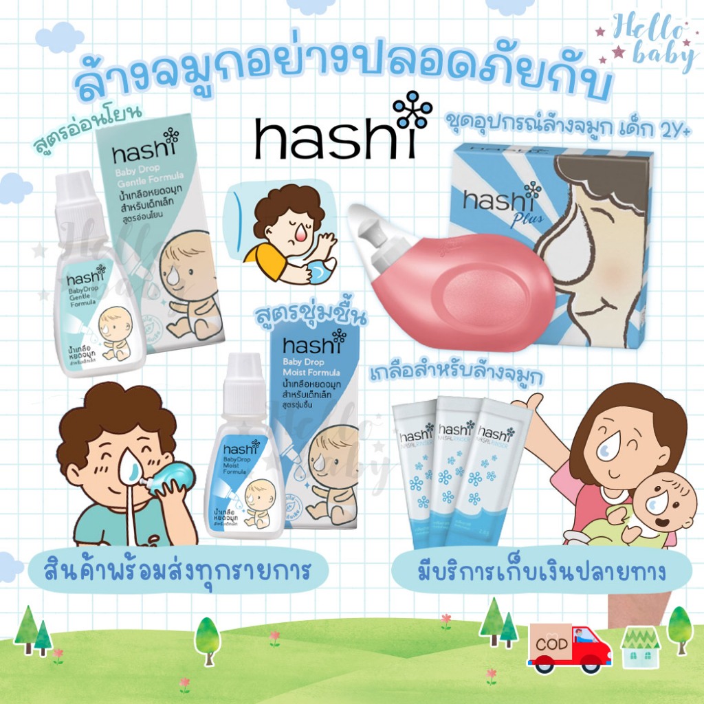 💙ส่งของทุกวัน💙Hashi Baby Drop ฮาชชิ น้ำเกลือหยดจมูก สำหรับเด็กเล็ก ทารก ช่วยให้น้ำมูกนิ่ม