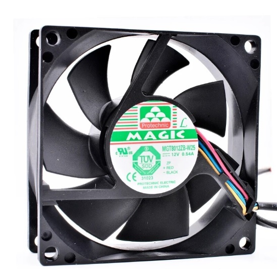 พัดลม 80mm ยี่ห้อ MAGIC รุ่น MGT8012ZB-W25 DC12V 0.54A หัว 4 pin