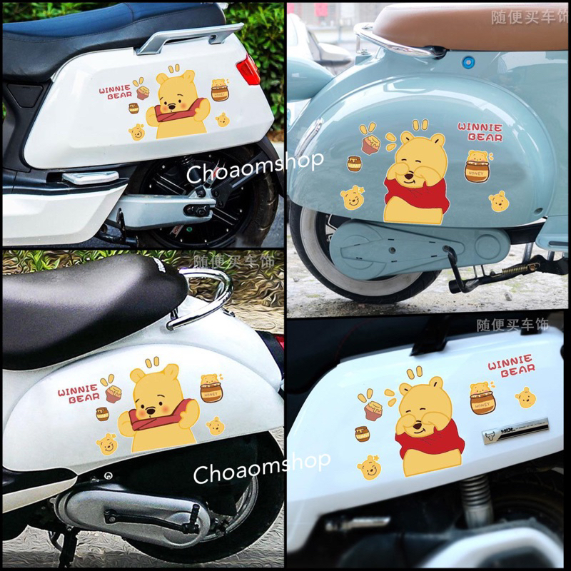 New คุ้มกว่าเดิม สติกเกอร์ติดตกแต่งรถ อุปกรณ์ของใช้ ลายหมีพูห์ ราคาต่อ 1 แผ่น 1 แบบ