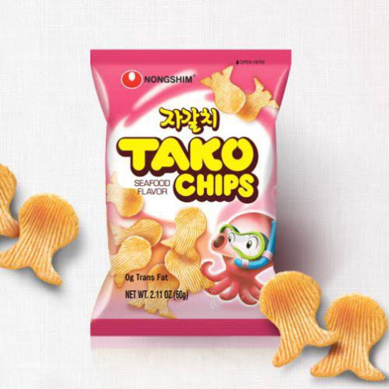 Nong shim Tako chips 40g. ขนมอบกรอบรสปลาหมึก นำเข้าจากเกาหลี🇰🇷