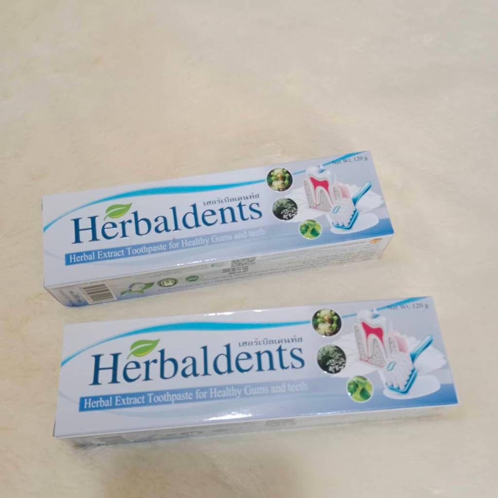 (แพ็ค2หลอด) ยาสีฟันHERBAL DENTS(เฮอร์เบิลเดนท์) ขนาด 120 กรัม ลดกลิ่นปาก รักษาแผลในปาก แก้ปวดฟัน ลดการเสียวฟัน
