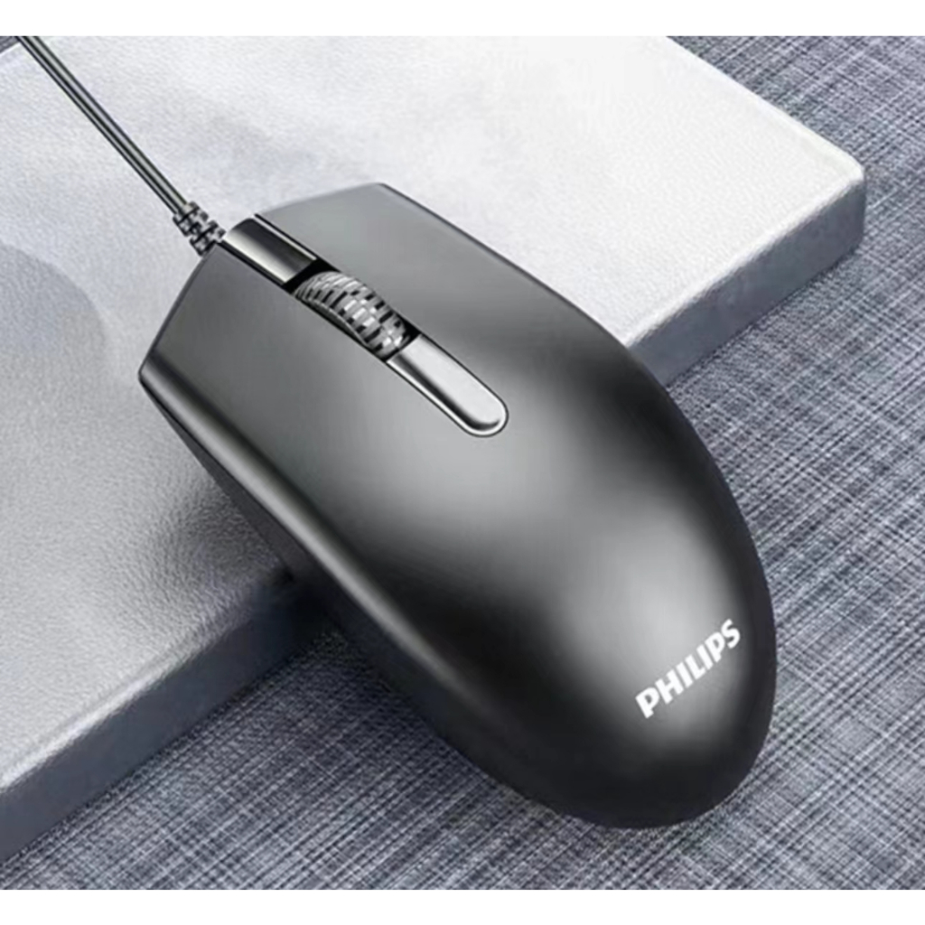 Philips SPK7204 เมาส์สำหรับเล่นเกมสำหรับสำนักงานแบบมีสาย USB น้ำหนักเบาและถือสบายมือ