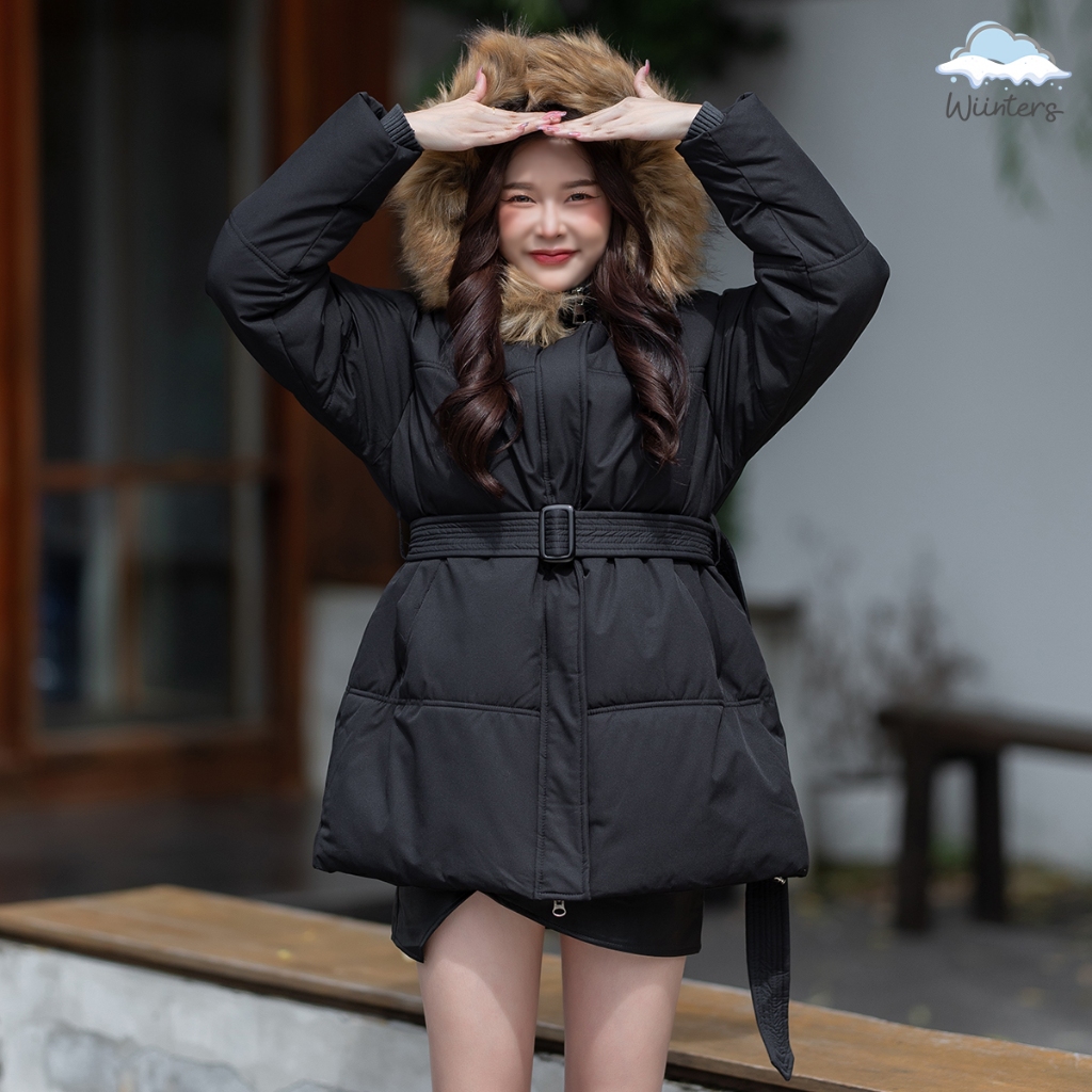 [ Igloo Belt Coat ]​ 3 สี I เสื้อโค้ท โค้ท มีฮู้ด ขนเฟอร์ ถอดได้ ด้านในบุซับในทั้งตัว กันหนาว + เข็มขัดคาดเอว - รูปที่ 7