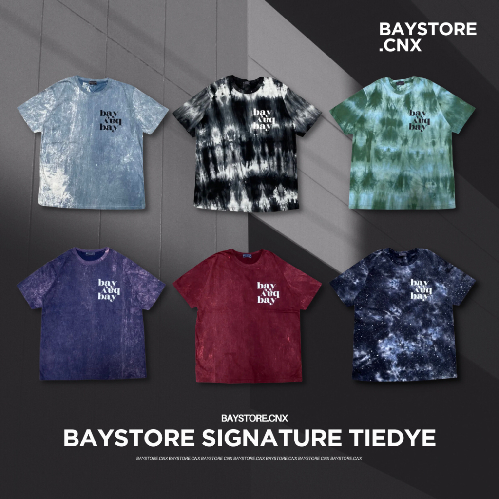 Baystore - เสื้อคอกลมผ้าฟอกมัดย้อมทรงสวย (Oversize)