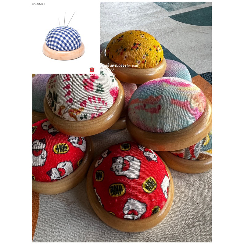 หมอนเข็ม เข็มหมุด แบบแท่นไม้
