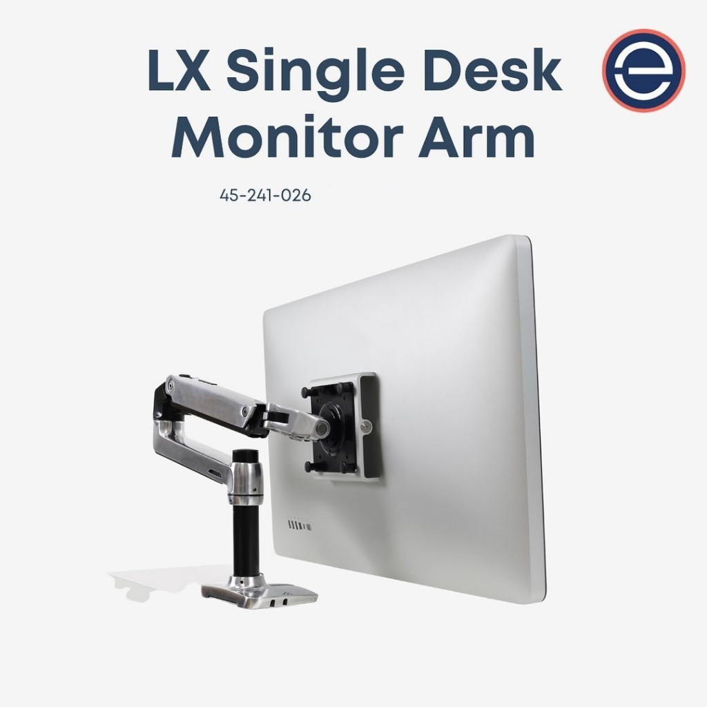 Ergotron 45-241-026 Single Arm Monitor (Polished Aluminum Finish) - 10 Years Warranty