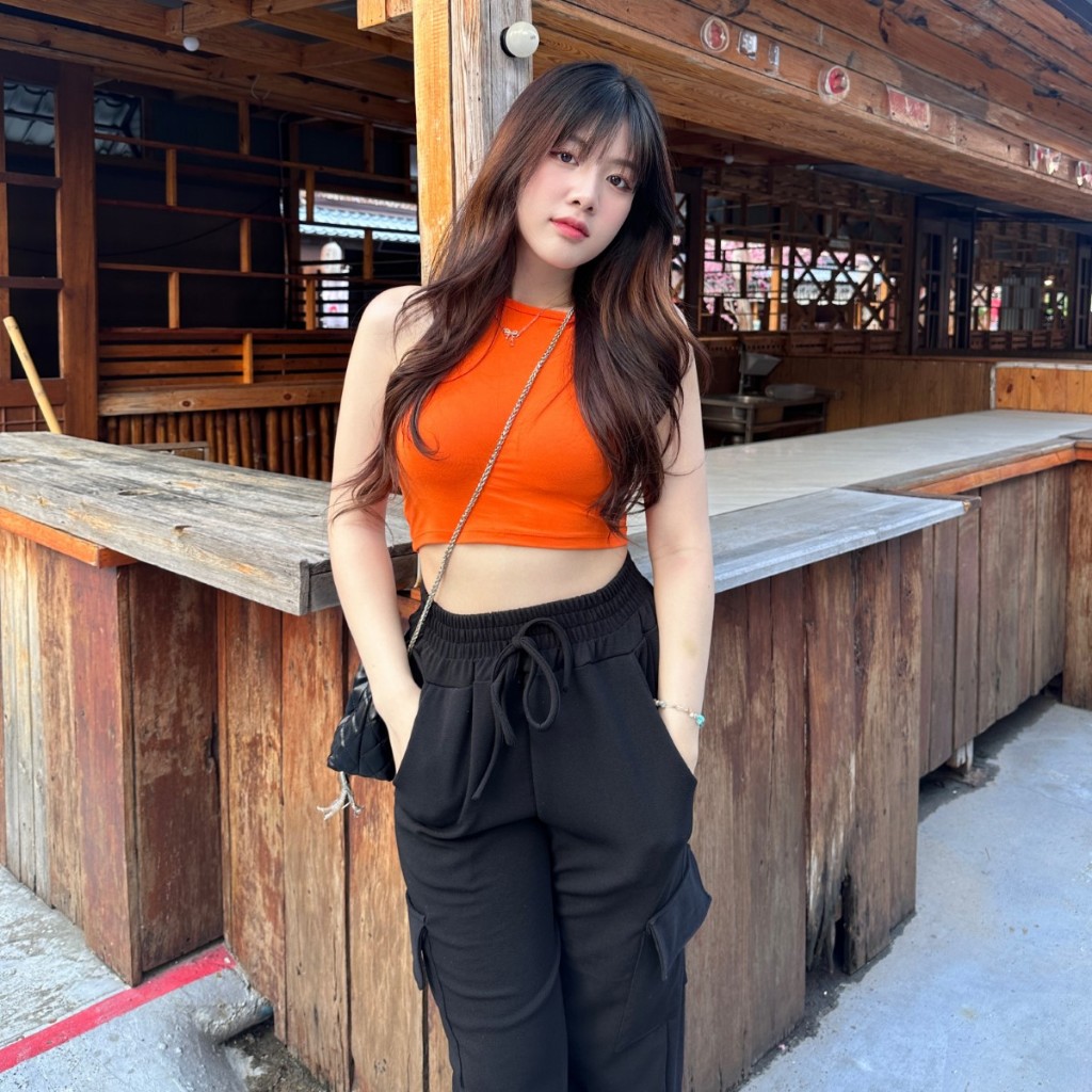 🌈MesubShop🌈เสื้ื้อครอปกล้าม ผ้าเรย่อน  ใส่สบายม้าก 💖  นางแบบใส่งานจริง รุ่น กล้ามโบตั๋น